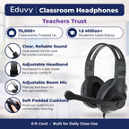 Classroom Headphones with Microphone Bulk 24-Pack, Wired Black Class Set