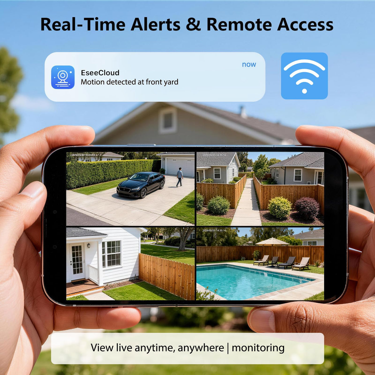 2.5K Solar Panel Security Cameras Wireless Outdoor, 4Camera System