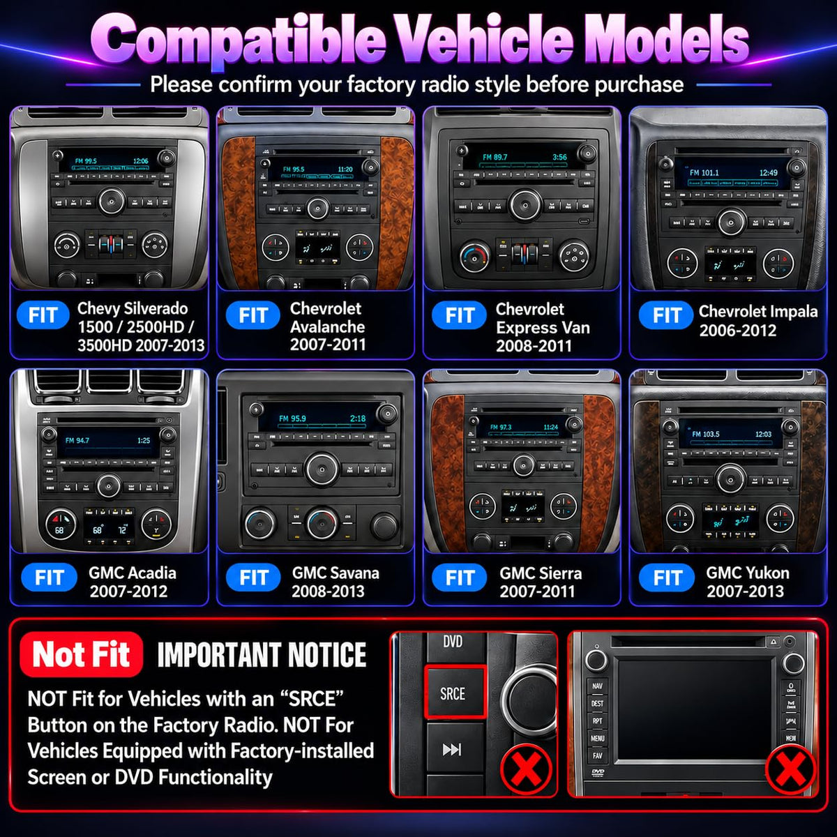 64G Android Car Radio for Chevy Silverado 2007-2013 GMC Sierra Yukon Upgrade Stereo Wireless CarPlay Android Auto 10.2" Touch Screen/Android13/Bluetooth/GPS Navigation/AHD Backup Camera/FM/AM