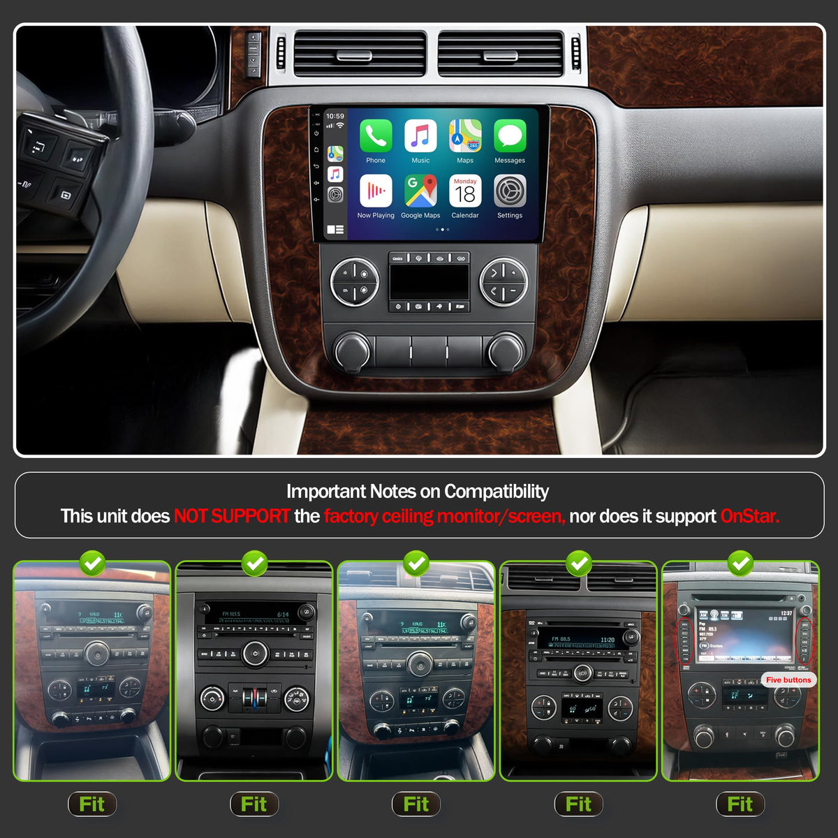【4G+64G】Car Radio Stereo for Chevy Silverado Tahoe Suburban 2007-2013