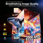 Google TV Smart Projector 4K, 2500 ANSI Projector With WiFi and Bluetooth