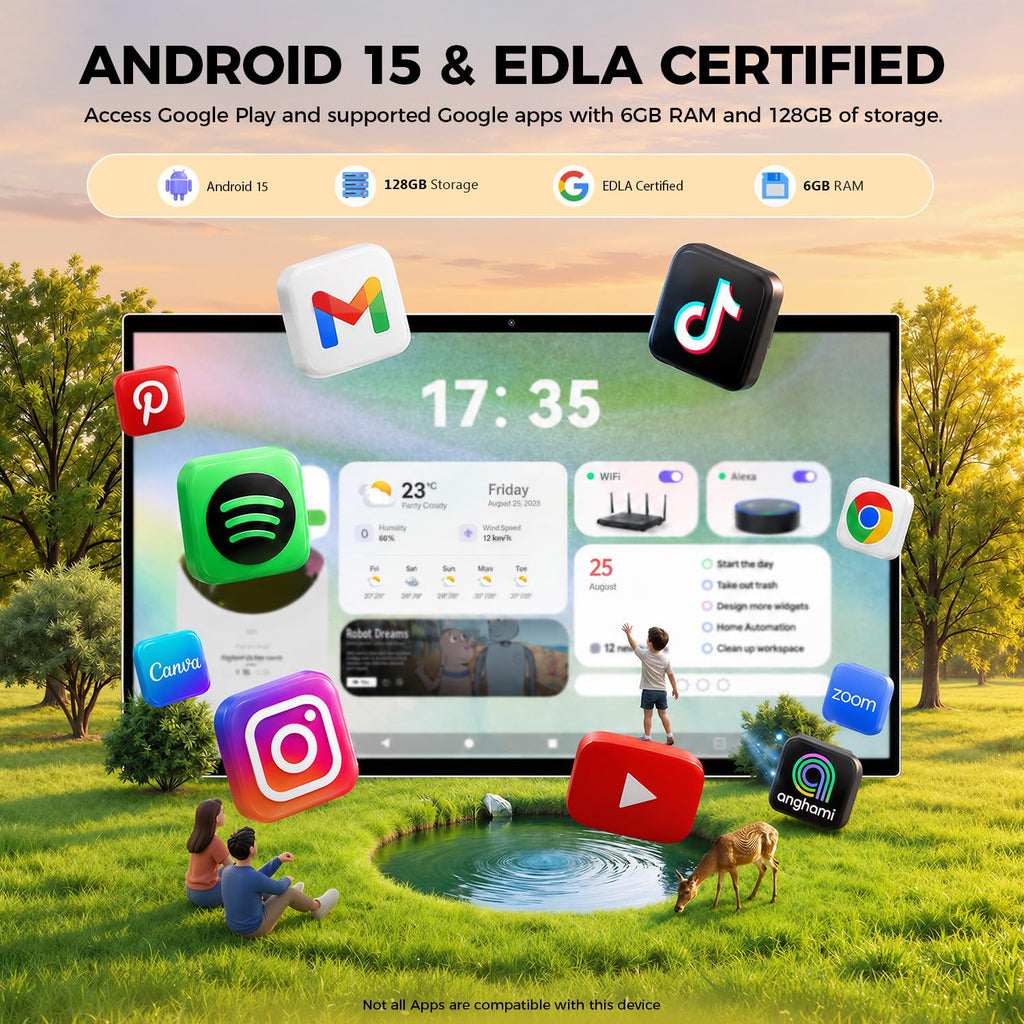 VLH 27″ 2-in-1 Smart Portable TV on Wheels,Detachable Touchscreen, Android 15 Tablet 6+128G Wireless Rolling Display with 4K Camera, 10W Speaker,Voice Air Remote, EDLA Certified, Bedroom Patio Outdoor