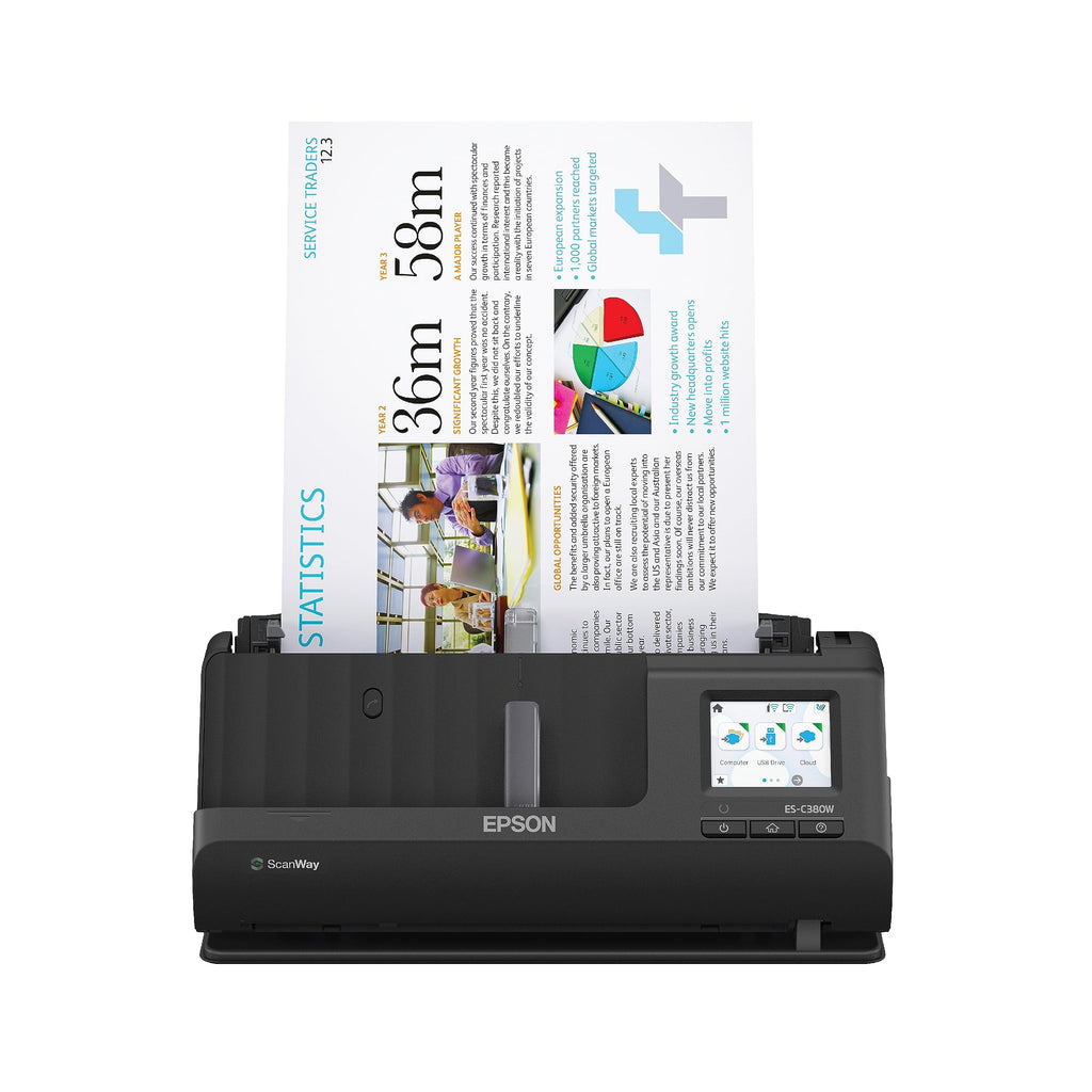 Epson Workforce ES-C380W Wireless Compact Desktop Document Scanner with 2-Sided Scanning and Auto Document Feeder (ADF) for PC and Mac