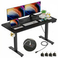 farexon 48 x 24 inch Standing Desk Electric Adjustable Height with Power Outlets, Stand up Desk with Wheels, Preset Heights Home Office Gaming Computer Workstations Table（Oak