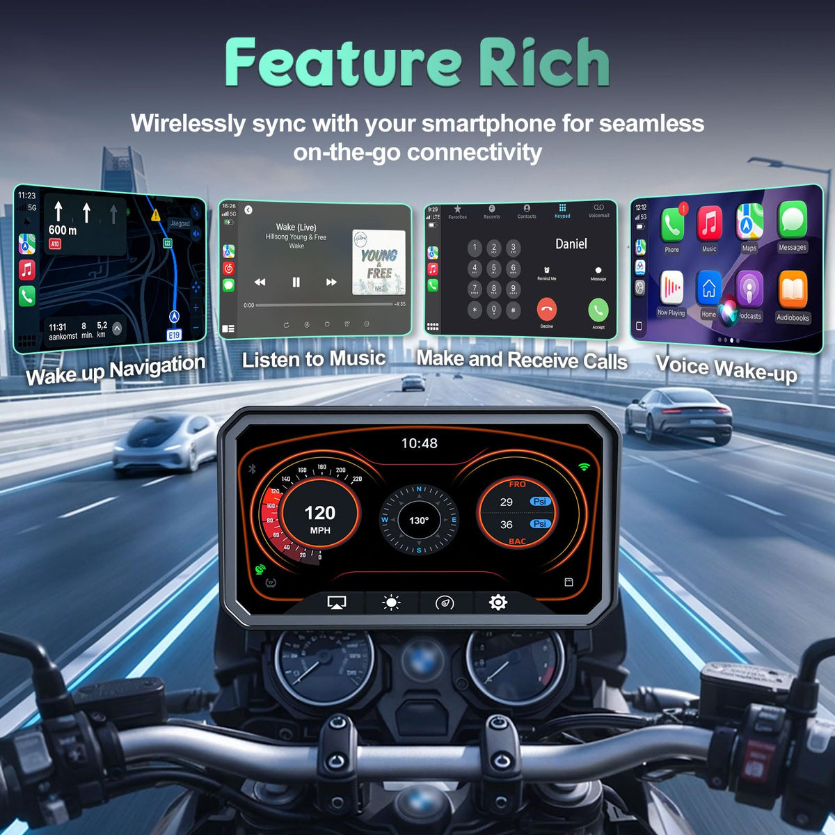 LBW 6" GPS Navigation for BMW Motorcycle CarPlay, Android Auto, Native Data