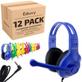 Classroom Headphones with Microphone Bulk 24-Pack, Wired Black Class Set