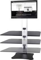 Victor High Rise Electric Sit-Stand Standing Desk Converter with Single Monitor Stand - Height Adjustable Office Desk Workstation for Home, 28" x 23" Work Surface, Black