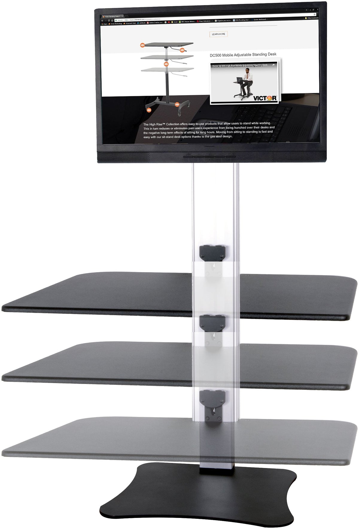 Victor High Rise Electric Sit-Stand Standing Desk Converter with Single Monitor Stand - Height Adjustable Office Desk Workstation for Home, 28" x 23" Work Surface, Black