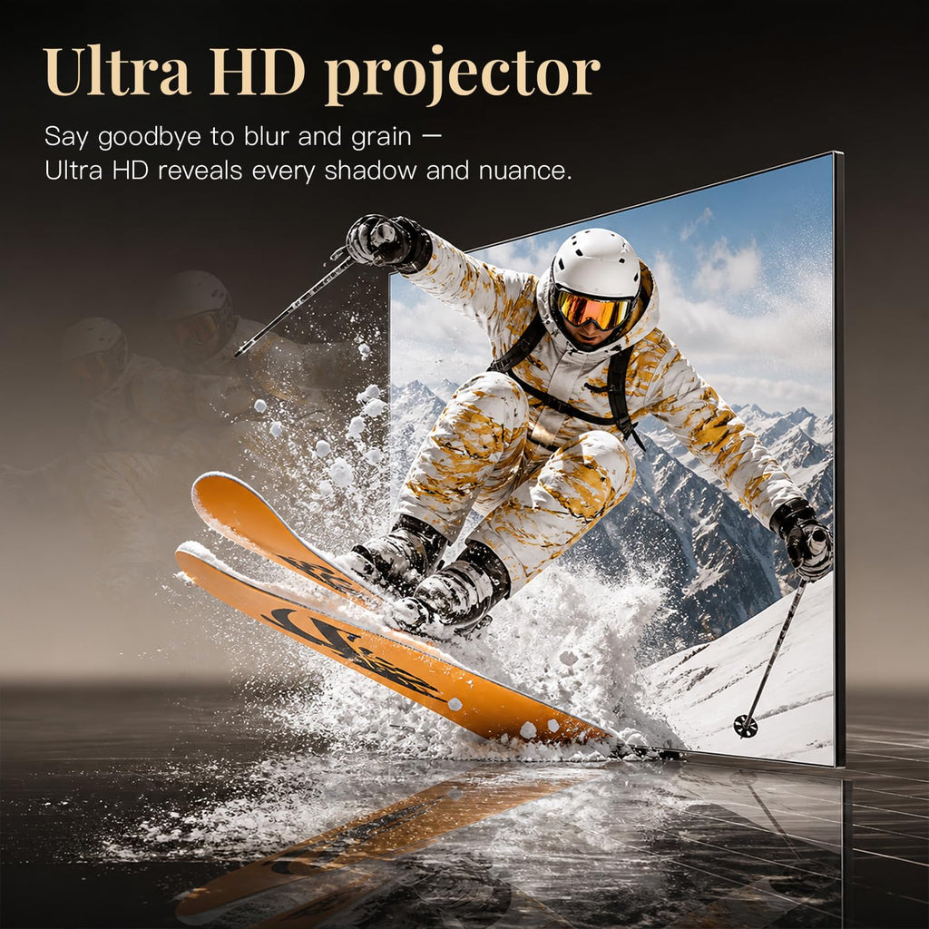 Official Google TV- 4K Outdoor Smart Mini Projector with WiFi and Bluetooth