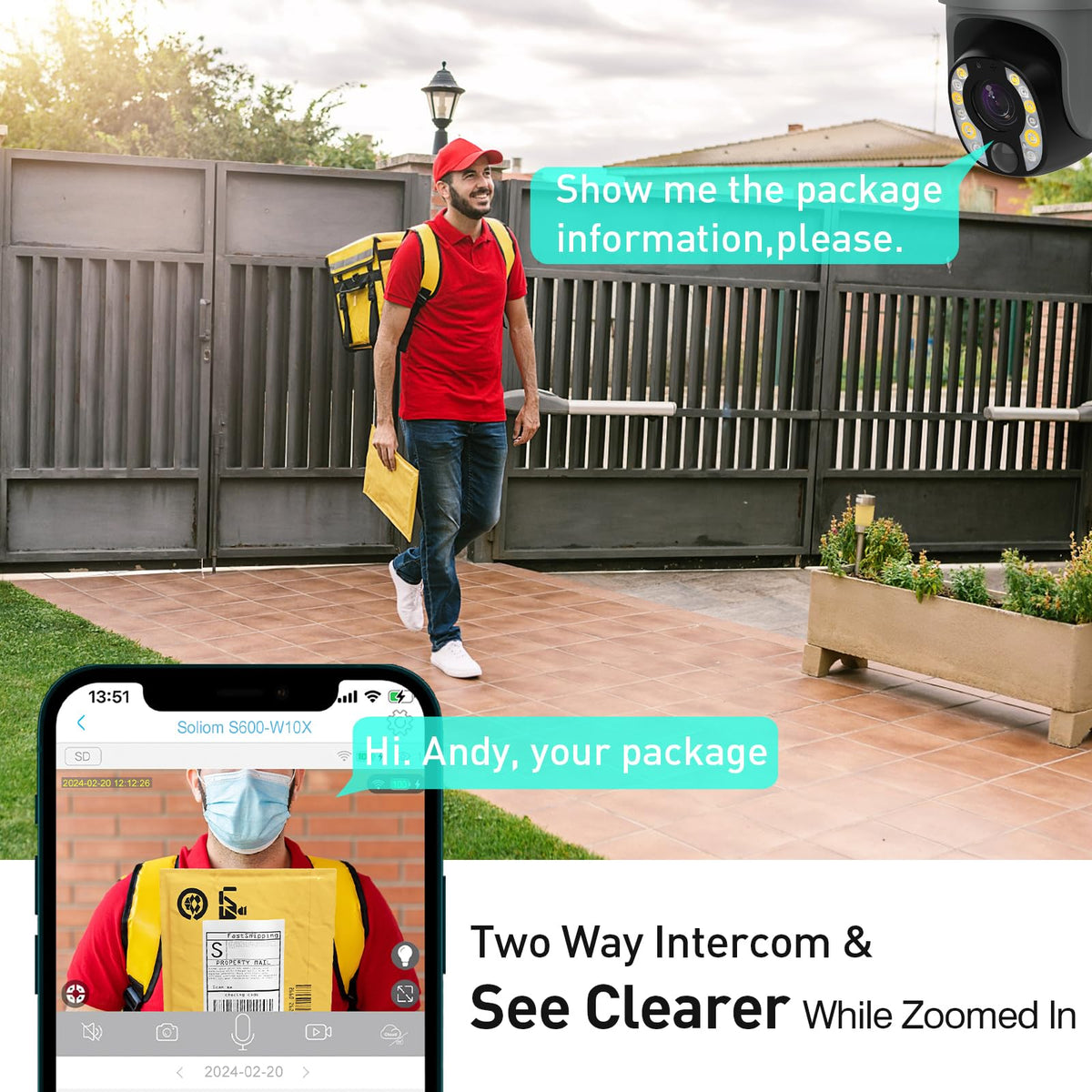 SOLIOM 5MP 4G LTE Cellular Security Camera Outdoor, 10X Optical Zoom