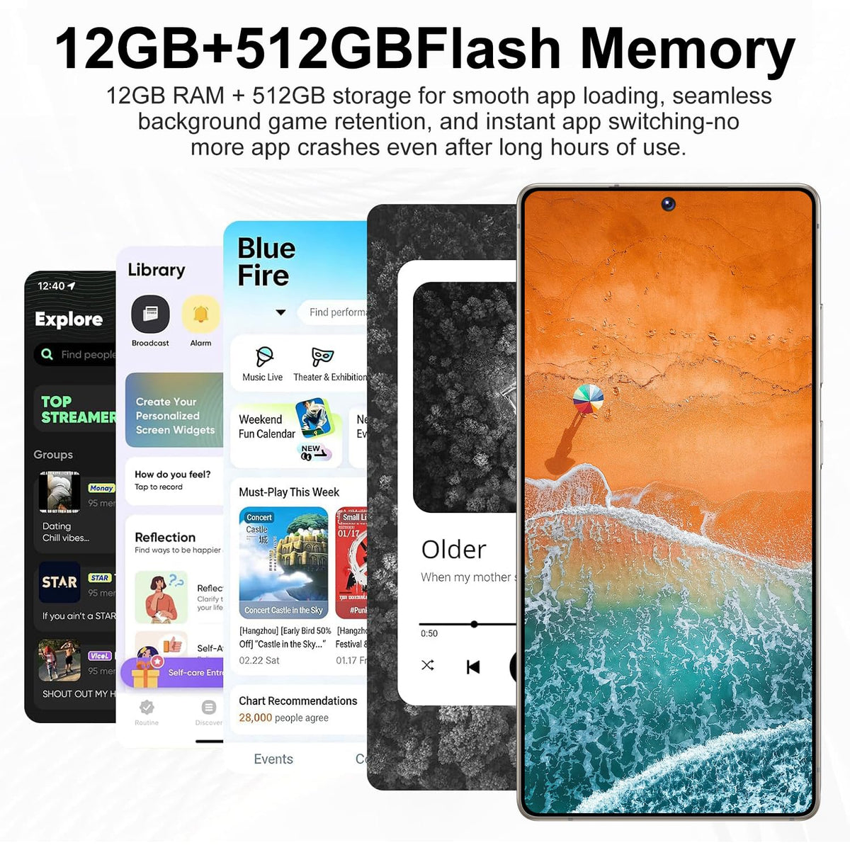 X26 Ultra Unlocked Phone 12+512GB, Built in Pen the Phone, Smartphone Battery 6800mAh 6.9" HD Screen, Android 14.0 with Memory Card Cell Phone, Face ID/5G/Fingerprint Lock/GPS (Koala Gray)