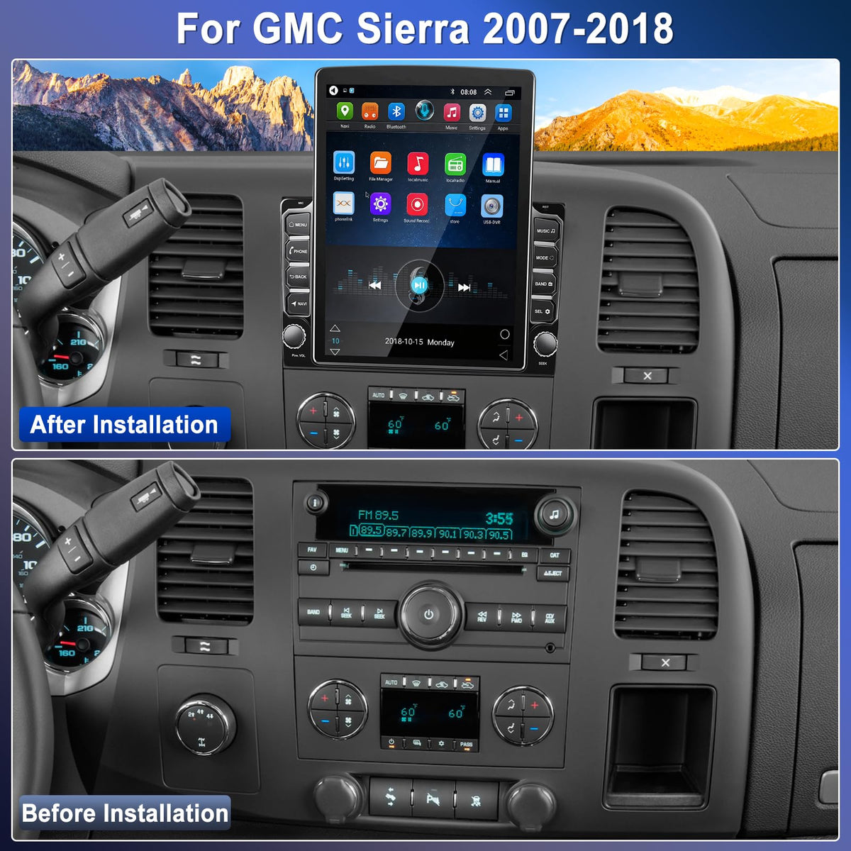 9.7'' Car Radio for GMC Sierra 2007-2018 with Carplay Android Auto