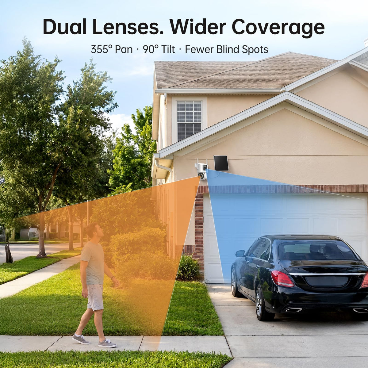 AOV Solar Camera Outdoor Wireless, Wifi Dual-Lens Camera, Auto Tracking