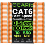 GEARit Cat6 Ethernet Patch Cable 3ft Black 100-Pack Cat 6 Patch Cords