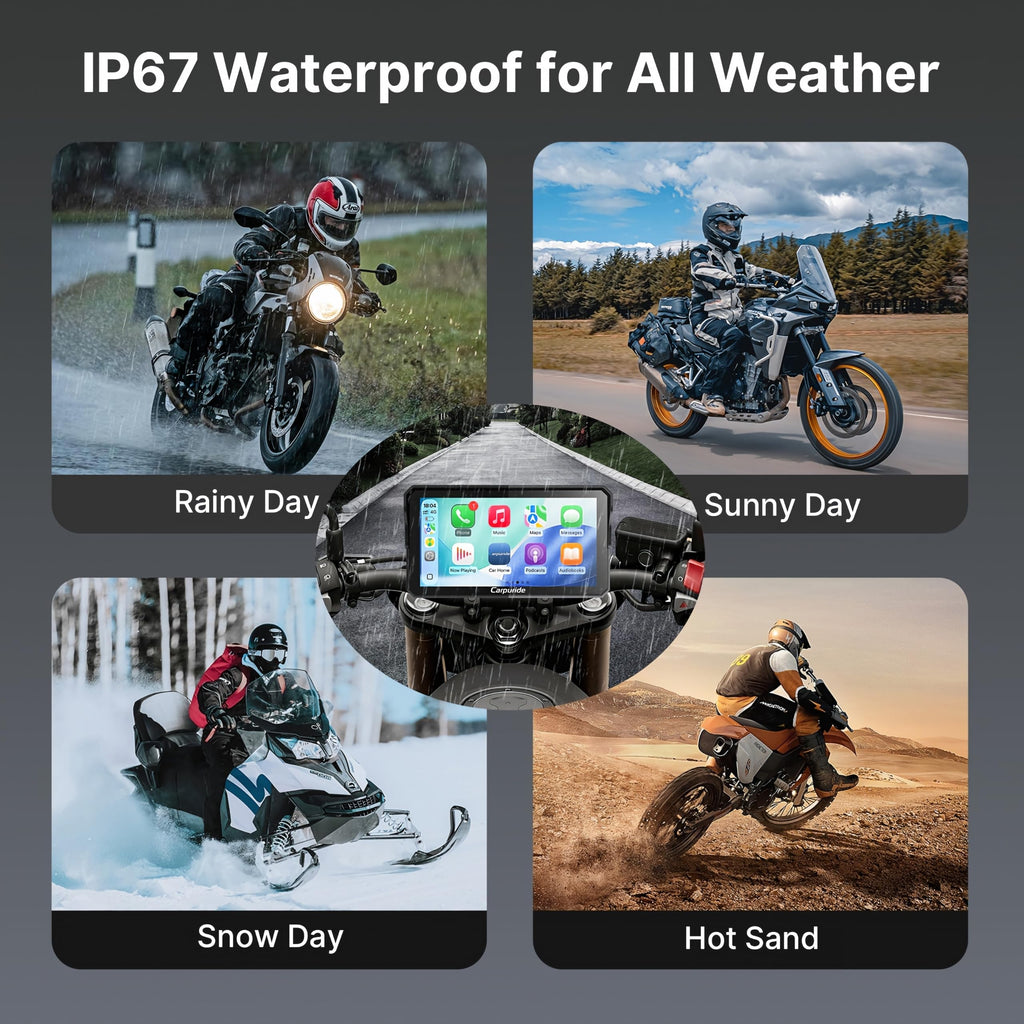 Carpuride W602 6.25" Motorcycle CarPlay Android Auto Screen GPS Navigation