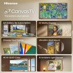 Hisense 55“ Hi-QLED S7 CanvasTV Series 4K UHD Art Google Smart TV (55S7SG, 2026 New) - 144Hz, Art Mode, Anti-Glare Panel, Dolby Vision HDR, Hi-Matte Display, Frame & UltraSlim Wall Mount Included