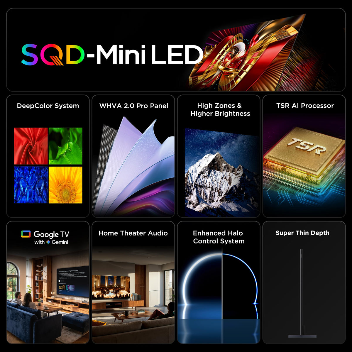 TCL 65 Inch QM8L Series SQD-Mini LED QLED 4K Smart Google TV 65QM8L, 144Hz