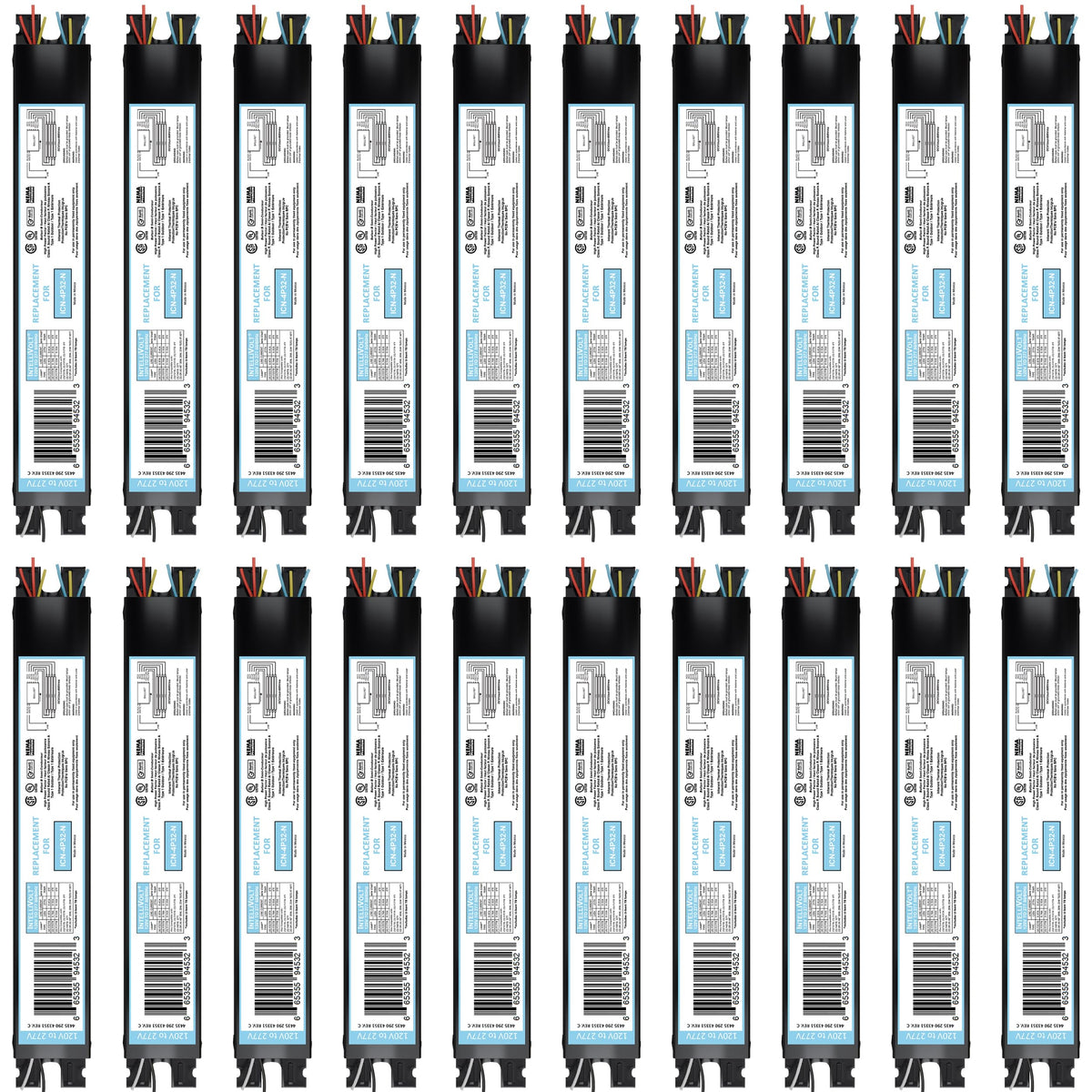 10 Pack 4 Lamp T8 Ballast, Replacement for ICN-4P32-N or SC