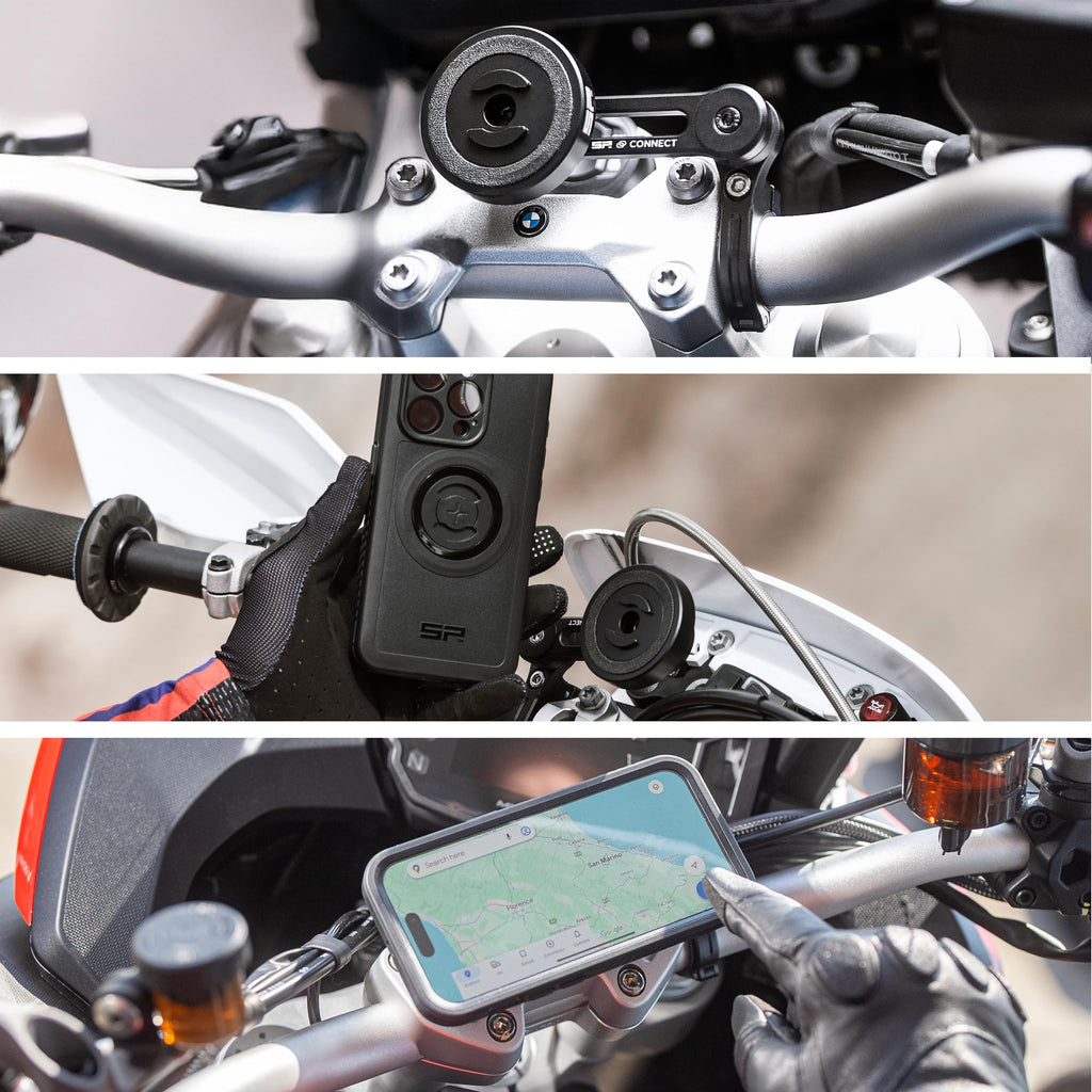 SP CONNECT Moto Bundle II AVM Xtreme | SPC+ |Compatible with iPhone 17 Pro/18 Pro | Phone Mount for Motorcycle | Motorcycle Phone Holder | Handlebars