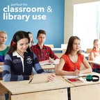 Classroom Headphones-Bulk 25-Pack, with Microphone Student On Ear Comfy Swivel Earphones for Library, School, Airplane, Kids-for Online Learning and Travel, HQ Stereo Sound 3.5mm Jack (Black Set)