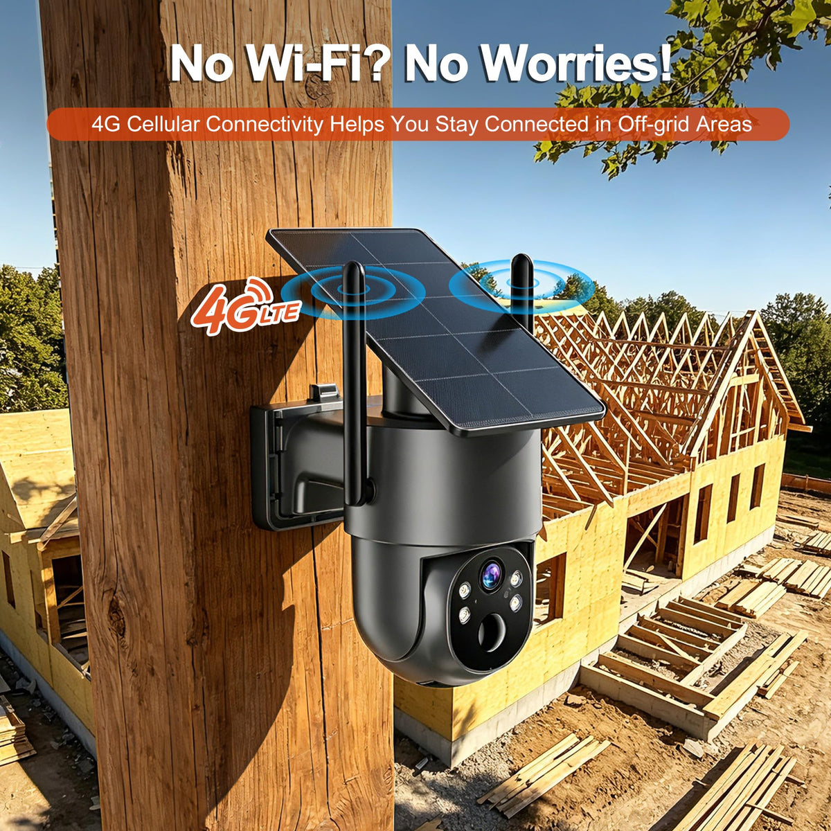 Cellular PTZ Security Camera Wireless Outdoor, No Monthly Fee
