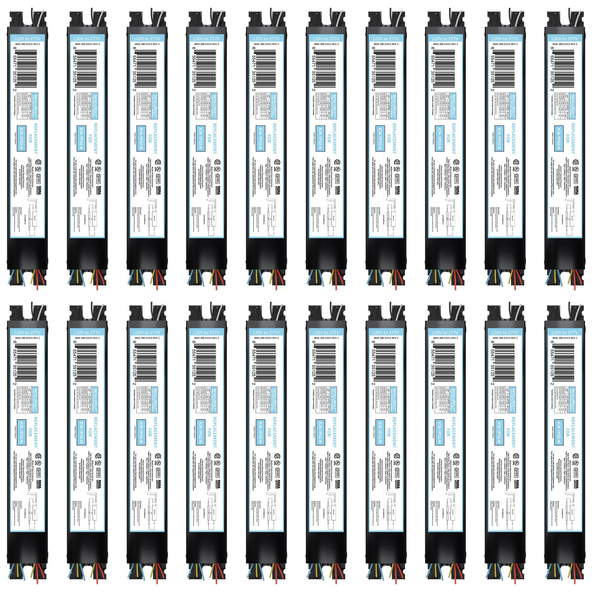 10 Pack 4 Lamp T8 Ballast, Replacement for ICN-4P32-N or SC