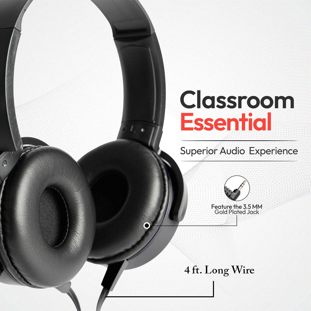 Classroom Headphones Bulk 24 Pack, Wired Assorted Student School Class Set