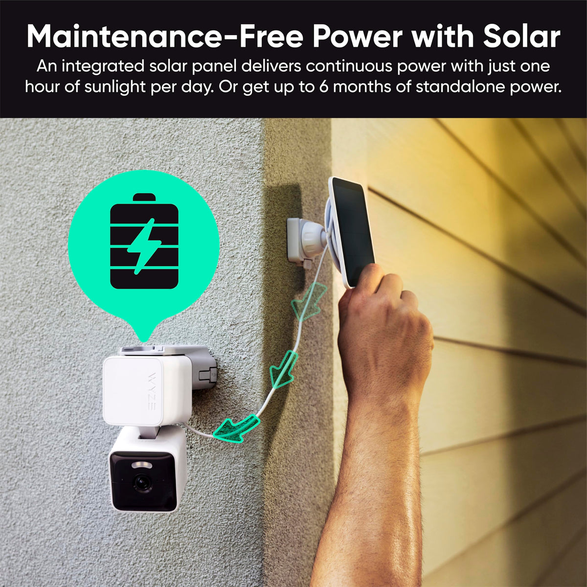 WYZE Solar Cam Pan, 2K Security Cameras Wireless Outdoor,（4-Pack）