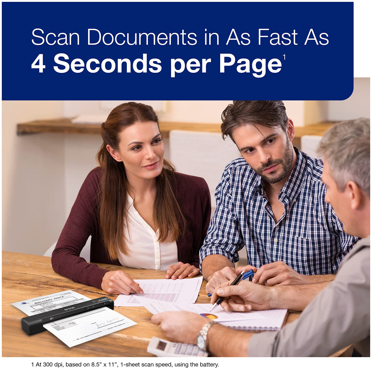 Epson Workforce ES-60W Wireless Compact Mobile Document Scanner