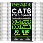 GEARit Cat6 Ethernet Patch Cable 3ft Black 100-Pack Cat 6 Patch Cords