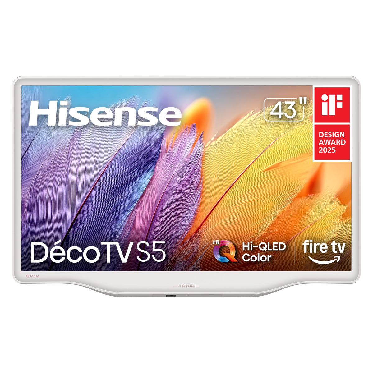 Hisense 43-Inch S5 DécoTV Series Hi-QLED 4K UHD Smart Fire TV (43S5QF, 2026 Model) – Versatile Fit, Hi‑QLED Color, Dolby Vision & Atmos, VRR Gaming, Stream Live TV Without Cable